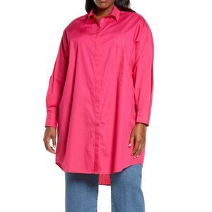 11 HONORE Abia Long Sleeve Tunic Shirtdress Womens 1, US 14-16 in Peacock Pink